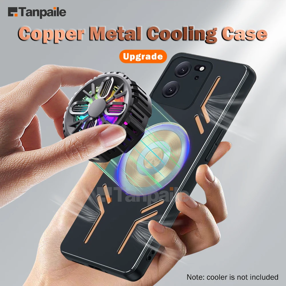 Capa de Telefone de Resfriamento Magnético Cobre à Prova de Choque Tampa Traseira de Metal de Dissipação de Calor Apto para Redmi K60 Ultra Xiaomi 13t Pro e 50 40s 40s