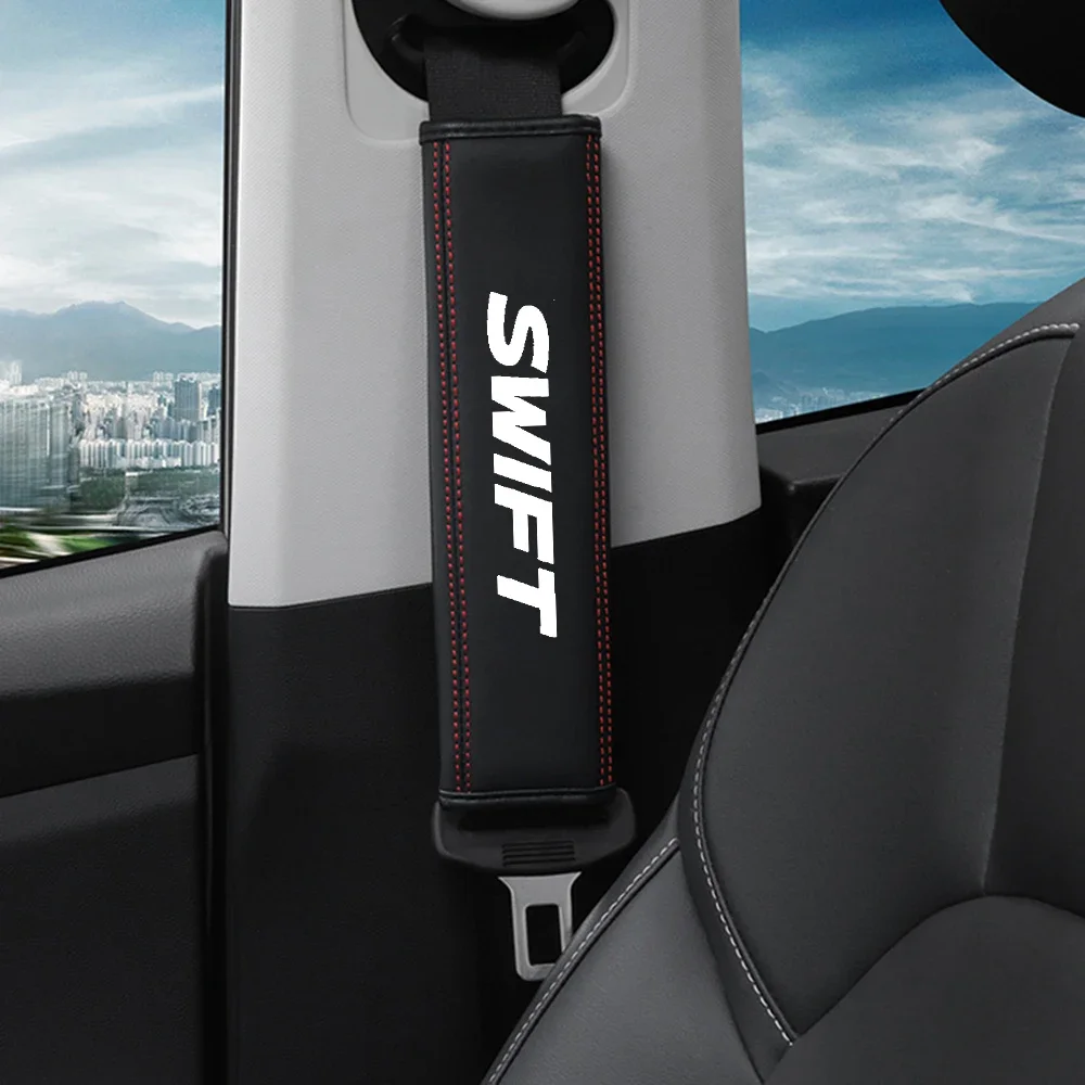 1 PCS Leather Car Seat Safety Belt Cover Soft PU Car Seat Belt Case Protector Shoulder Strap Pads for Suzuki Swift
