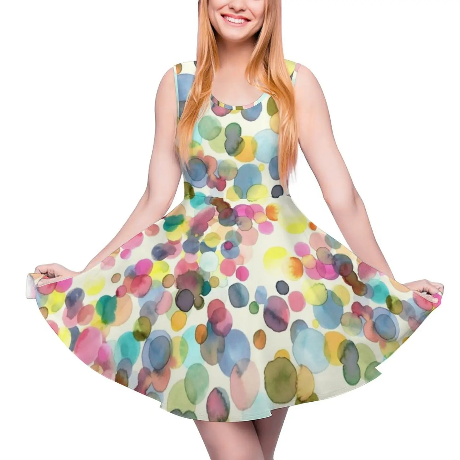 

Color drops Round Neck Dress Women's skirt Clothing female