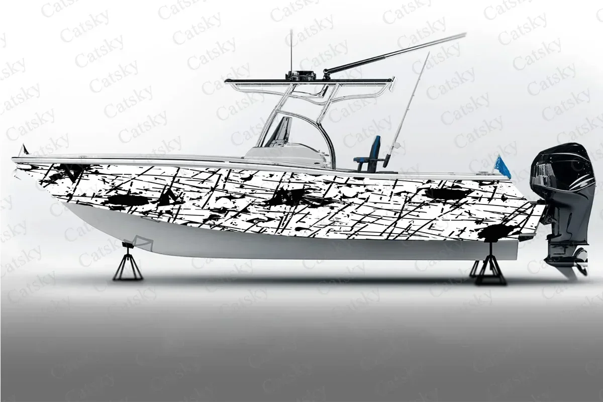 Kit Déco Vinyle Tech Lines Gris/bleu Pour Bateau - Neuf Fabriqué USA