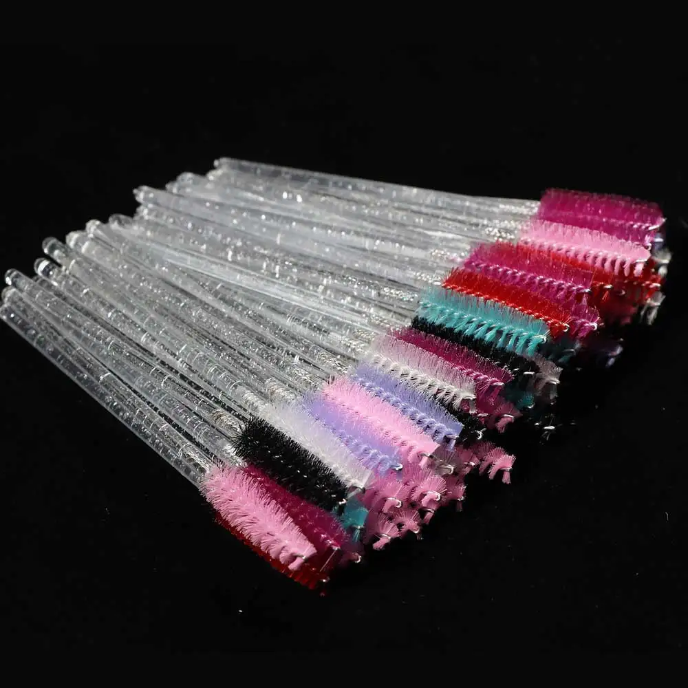 50-Pack Disposable Crystal Eyelash Brush and Comb Set - Professional Makeup Beauty Tool