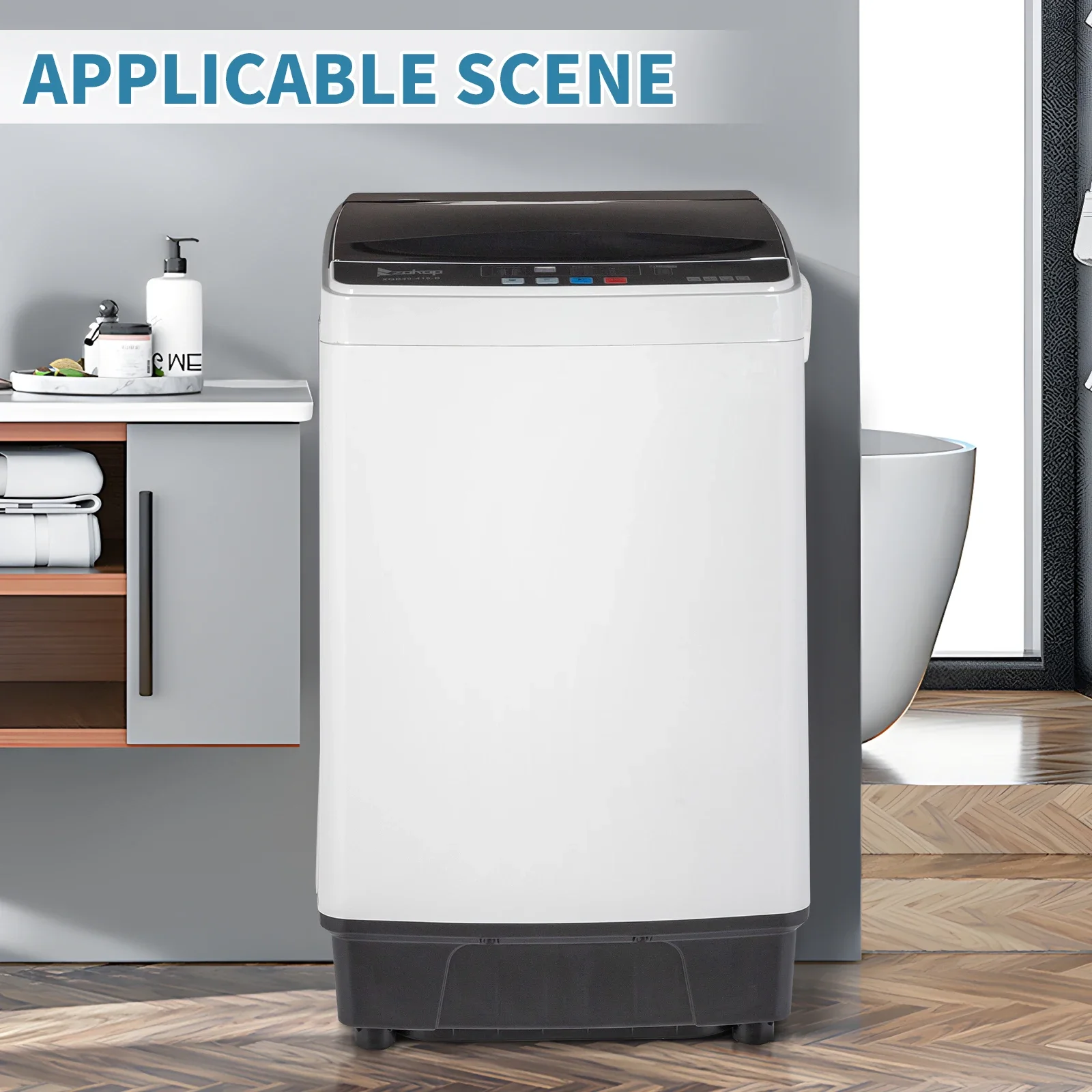 Full-Automatic Top Load Portable Compact Laundry Washer, Spin with Drain Pump, 10 Programs, 8 Water Levels, LED Display. 3