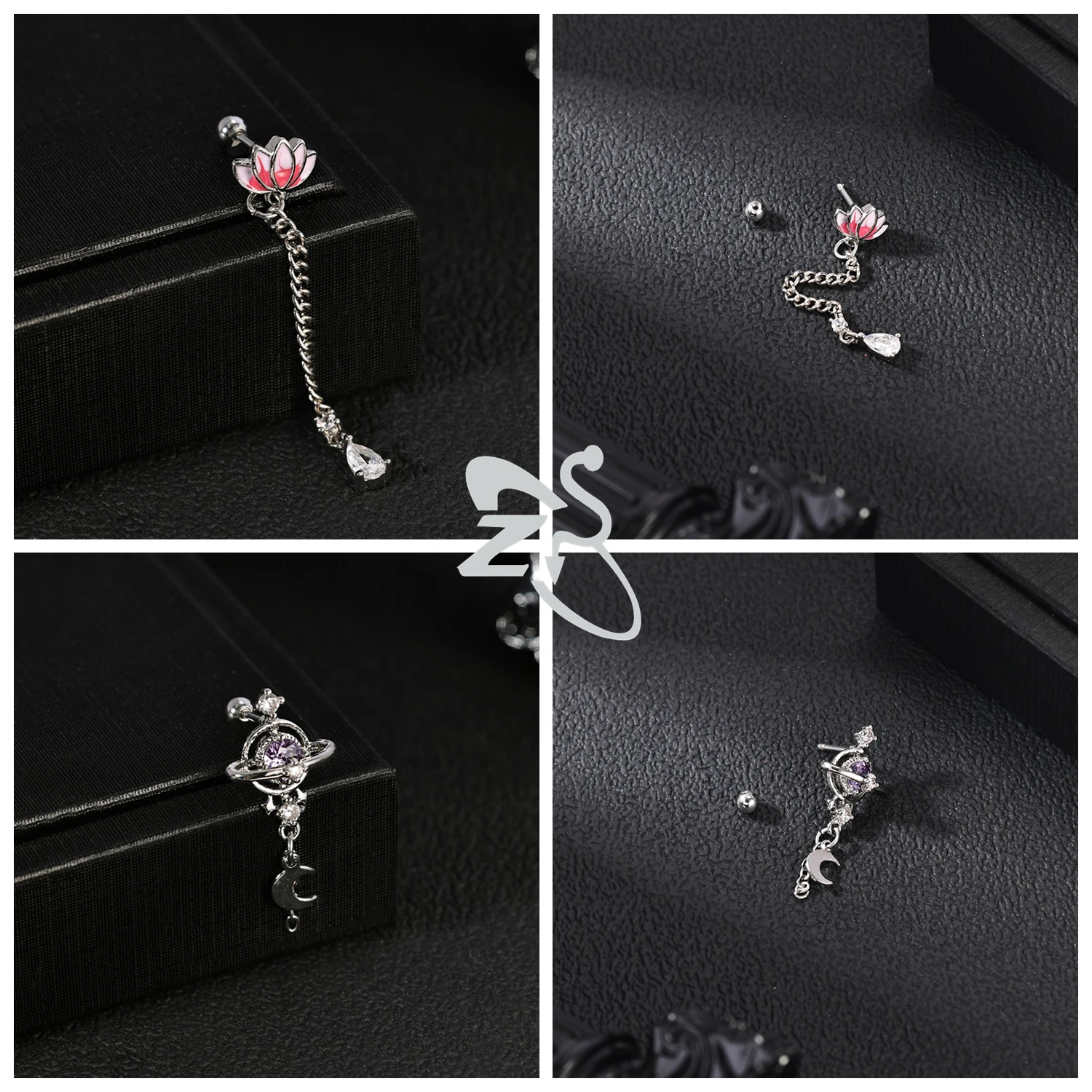Cute Heart Stud Earrings - 20G Pink CZ Crystal Jewelry for Kids  Women