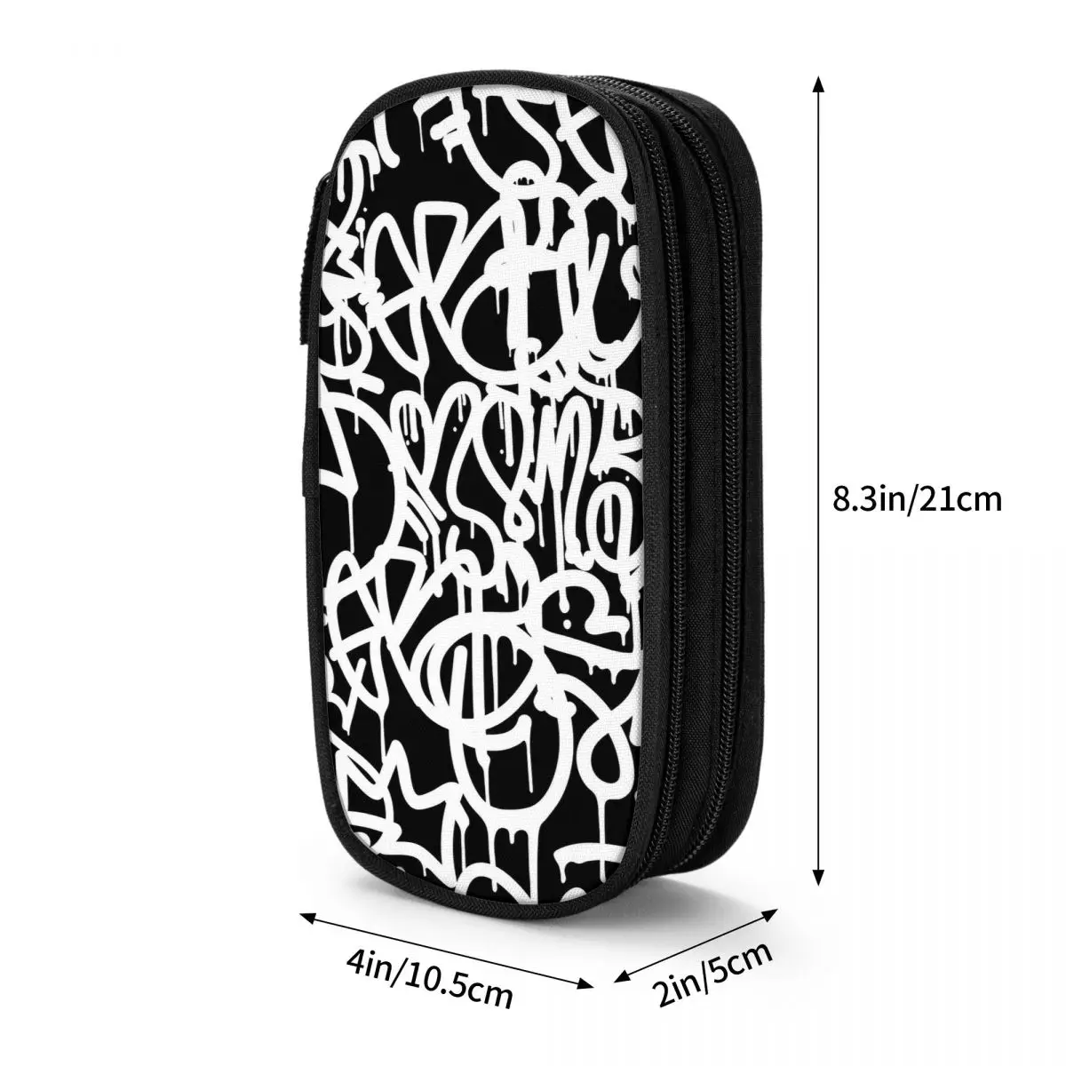 Black And White Graffiti Backpack Pencil Case Pencilcases Pen Box for Girl Boy Large Storage Bag Office Cosmetic Stationery