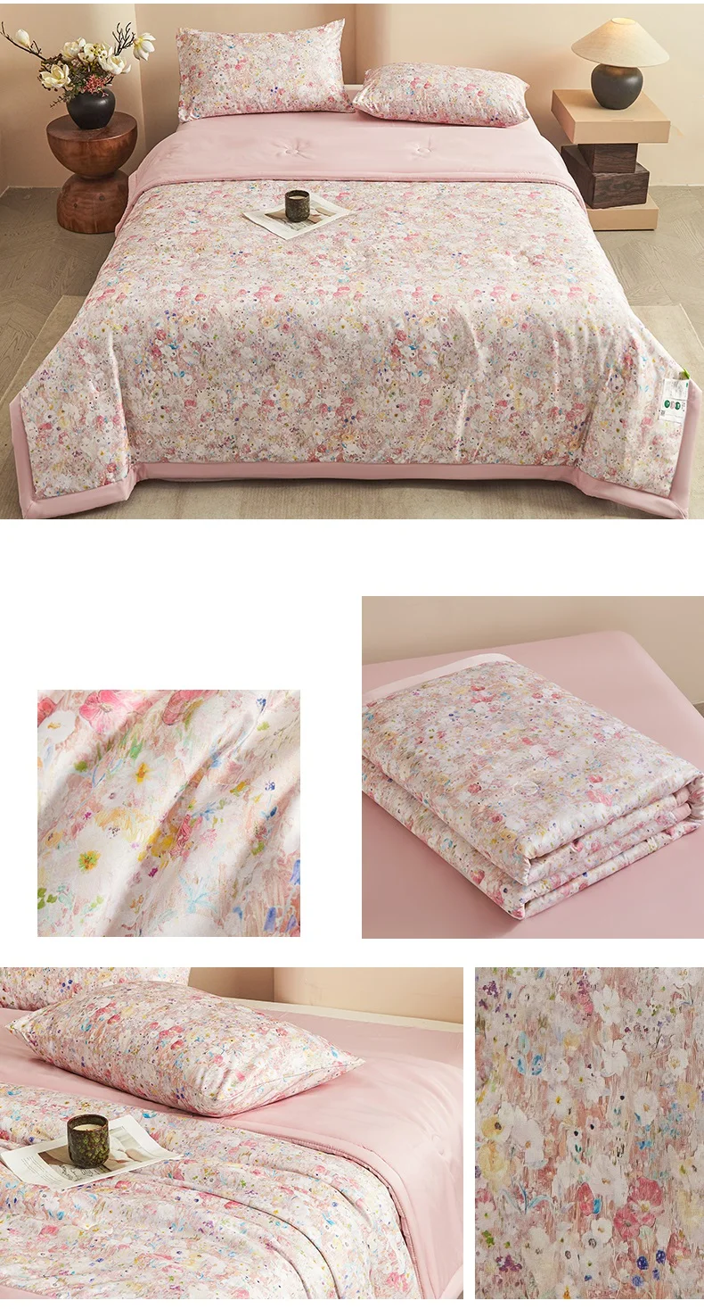 1pc Skin-friendly Quilts Soft Duvet Single/Double/Queen Size Comforter Quilted Blanket Home Bedspread 여름이불 (No Pillowcase)