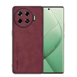 Frosted PU - Leather Matte Anti - Shock Hard Plastic Case Cover for TecnoSpark20Pro Plus (Dark Red)