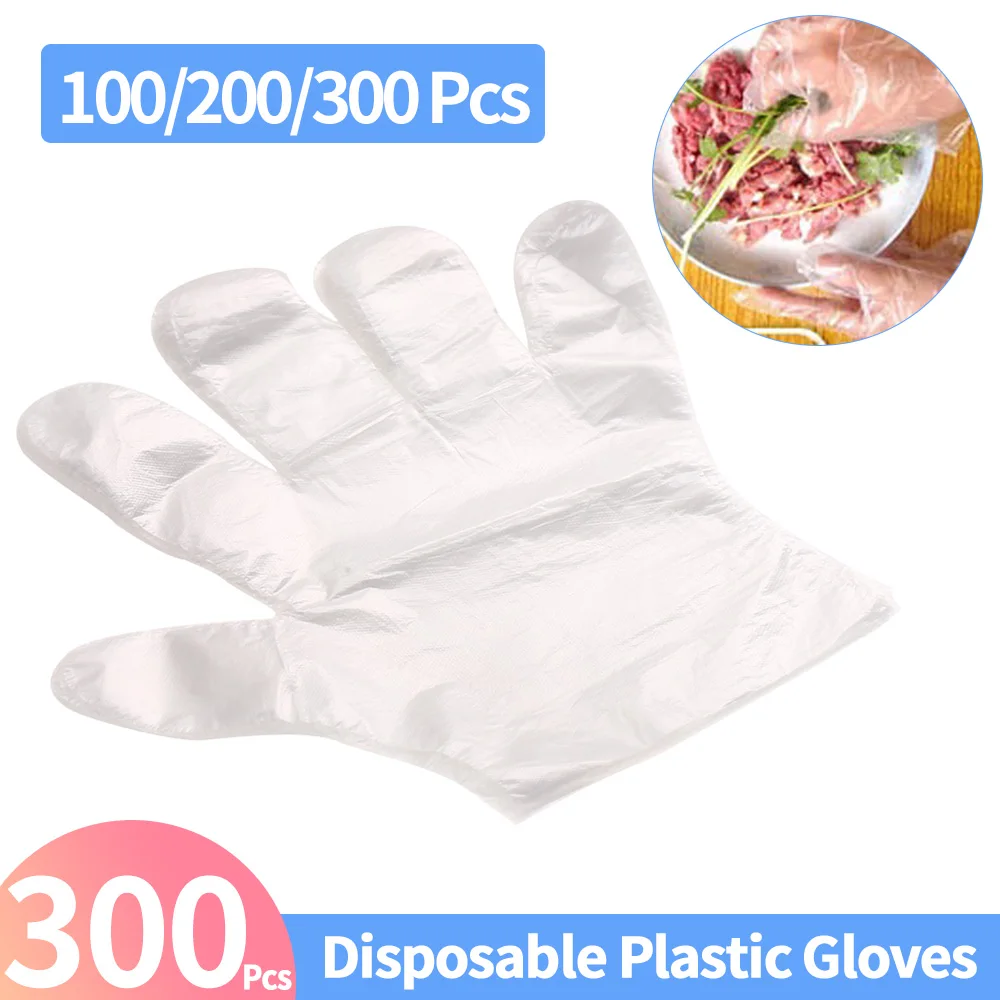 Lot multicolore de gants vinyle jetables, 100 pcs, pour usage alimentaire, posés sur une surface claire.