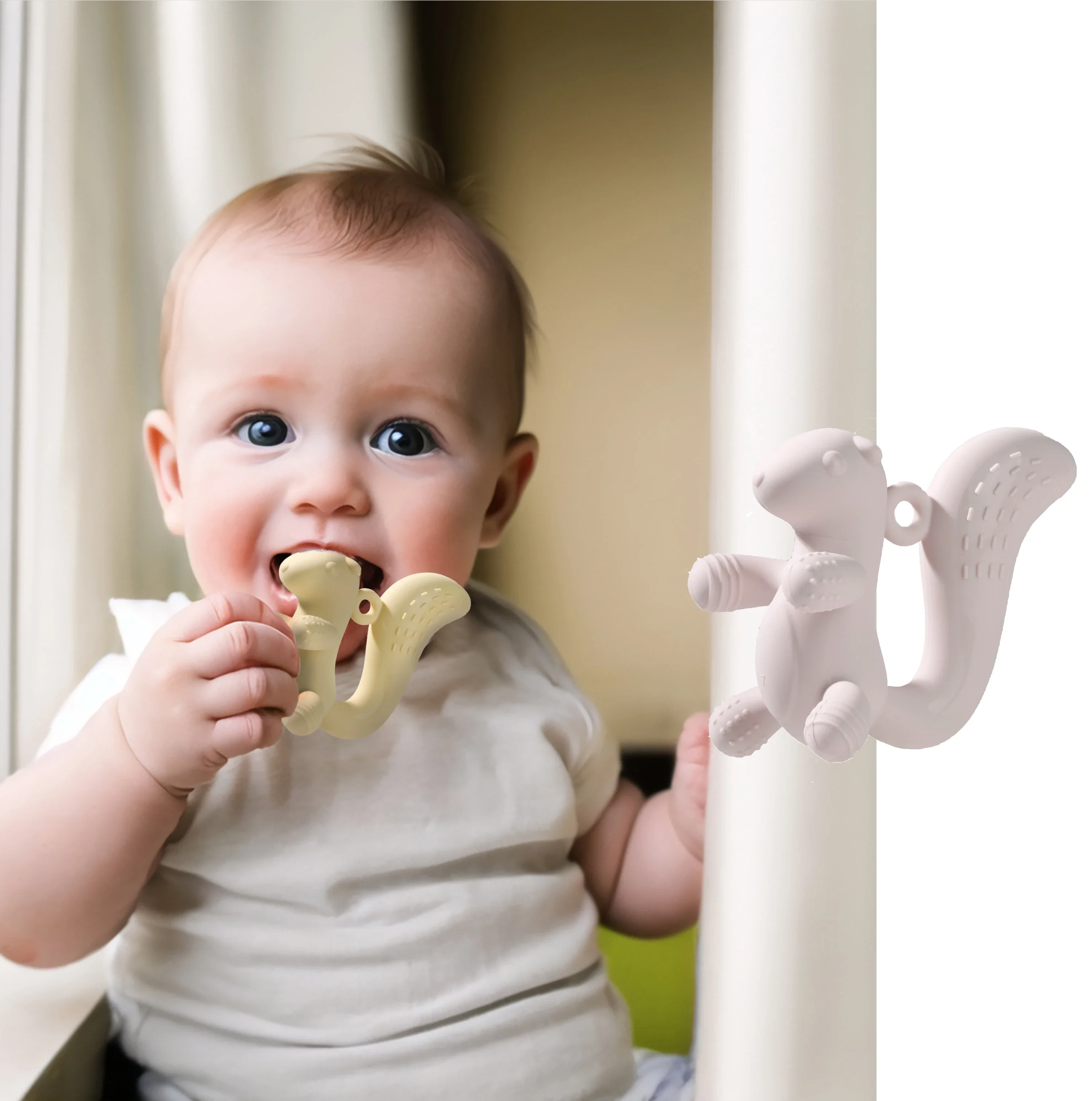New Antistatic non-stick Animals Shape Teether Liquid Silicone Baby Teething Chew Toys For 3 Months+
