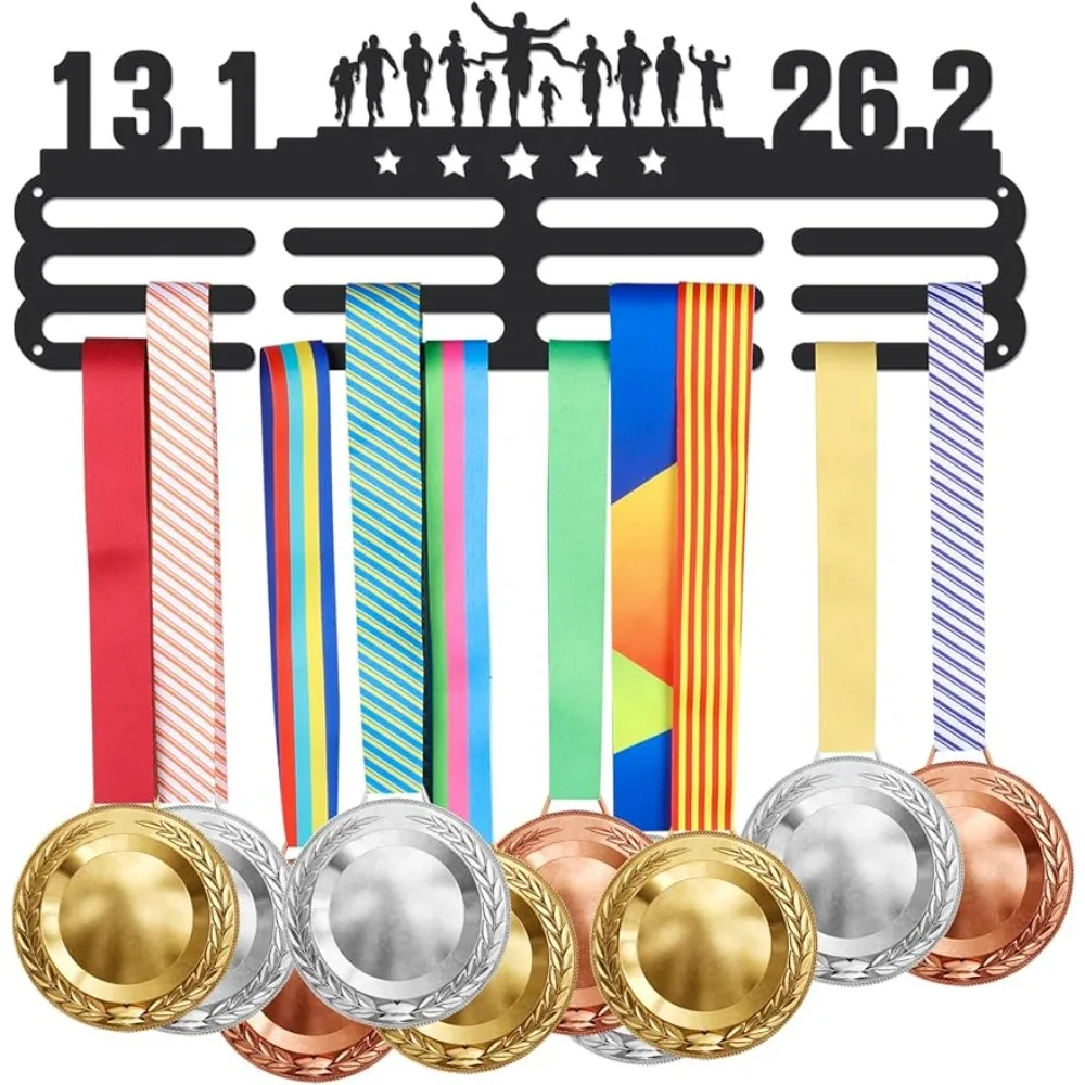 Marathon Medal Holder Display Hanger Rack Half Marathon Sports Awards Ribbon Metal Holder Rack Fissato Al Muro Per 13.1 26.2 Miglia