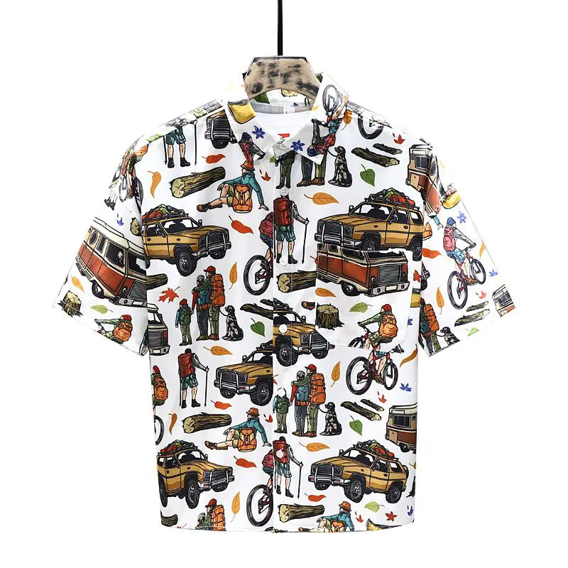 Elegant Fashion Harajuku Slim Fit Ropa Hombre Loose Casual All Match T-shirts Square Neck Button Thin Style Short Sleeve Shirts