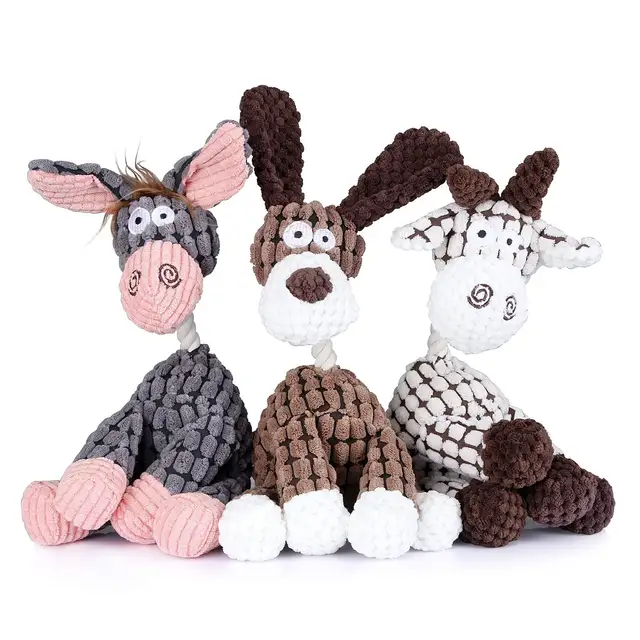 Squeak Dog Toys, Durable Stuffed Animal Plush Chew Toys, Dog Toys for Cleaning Teeth, Suitable for Small Medium-sized Dogs 6