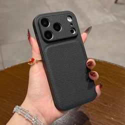Candy Leather Shockproof Phone Case with Big Window Design - iPhone 15 (Black AA)