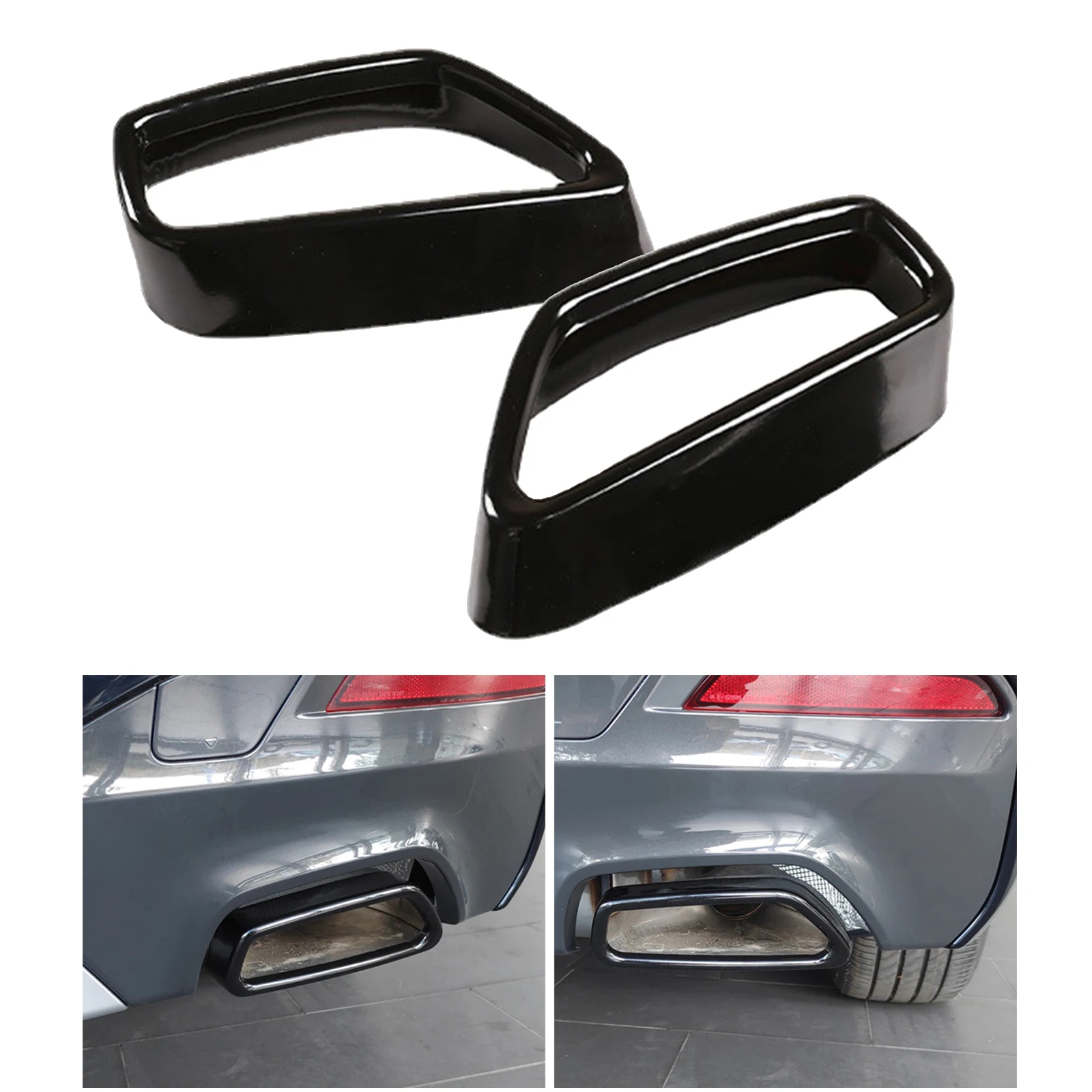 2Pcs Rear Exhaust Muffler Pipe Cover Trim for BMW 5 G30 G38 Decoration Black