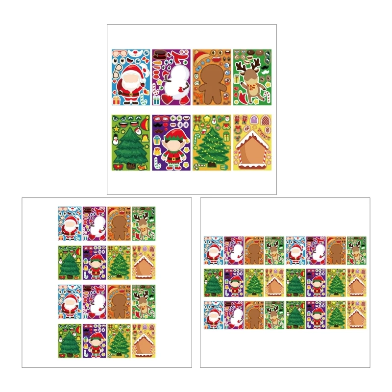 

Funny Assemble Stickers Santa Christmas Tree Socks Face Kids Boys Girls Gifts Kids DIY Puzzle Sticker Christmas DropShipping