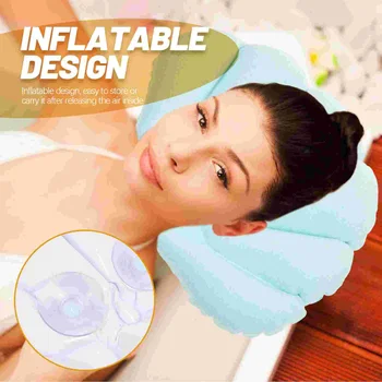 Bath pillow inflatable spa pillow back neck cushion with suction cups for bathtub bathroom random color