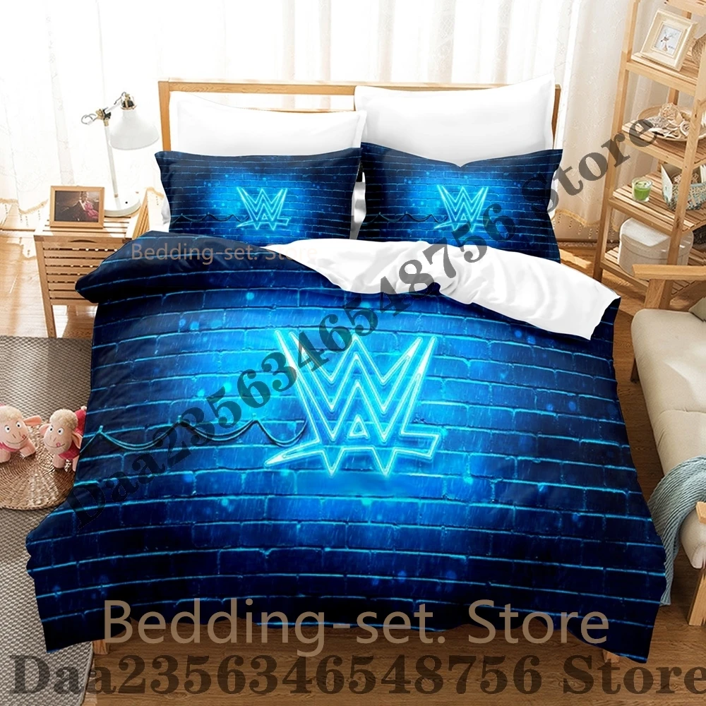 Cool Wrestling Sports W-Wwe Bedding Set Single Twin Full Queen King Size Bed Set Adult Kid Bedroom Duvetcover Sets Anime Bed 5
