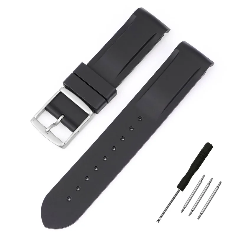20mm Curved End Waterproof Rubber Sports Watch Strap