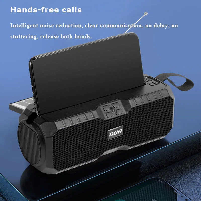 Portable FM Radio Emergency Solar Charging Radios Receiver Removable Battery Wireless Bluetooth Music Player Support Handsfree