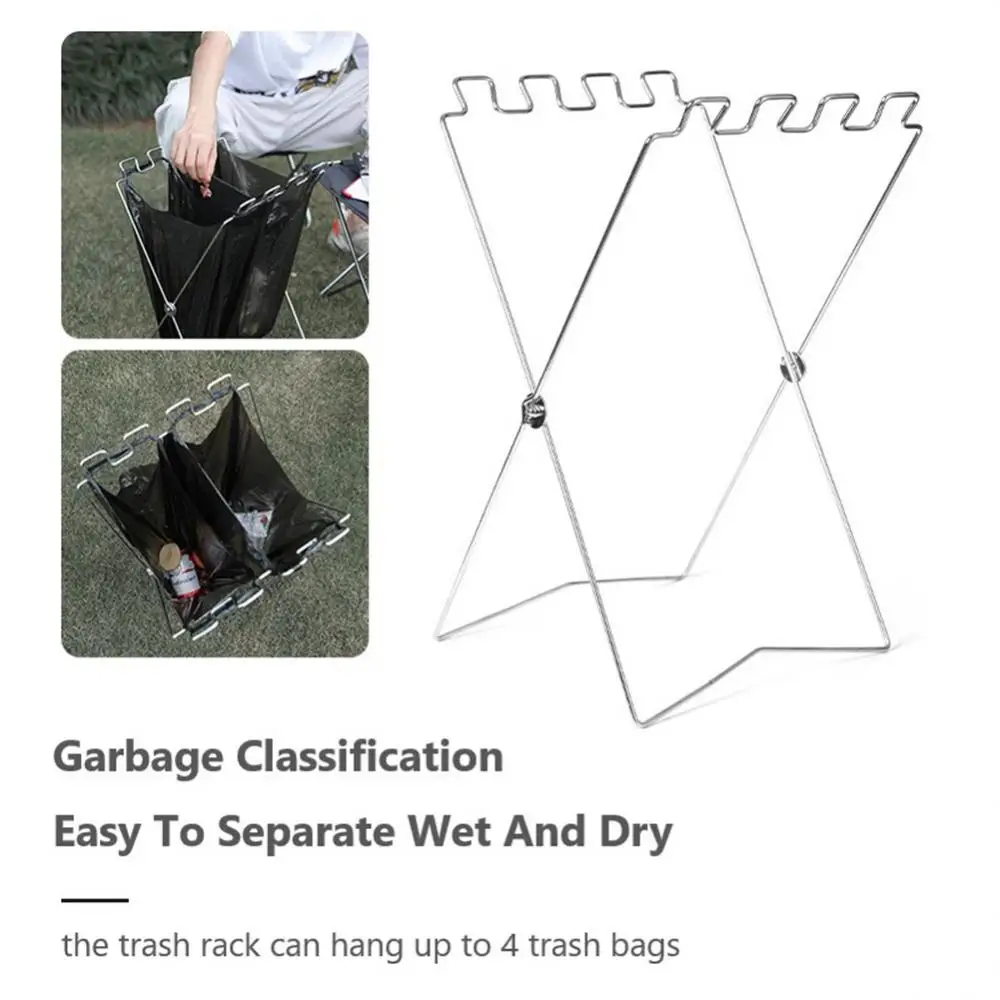 1 Pcs Portable Garbage Bag Holder Convenient Trash Bag Rack Outdoor
