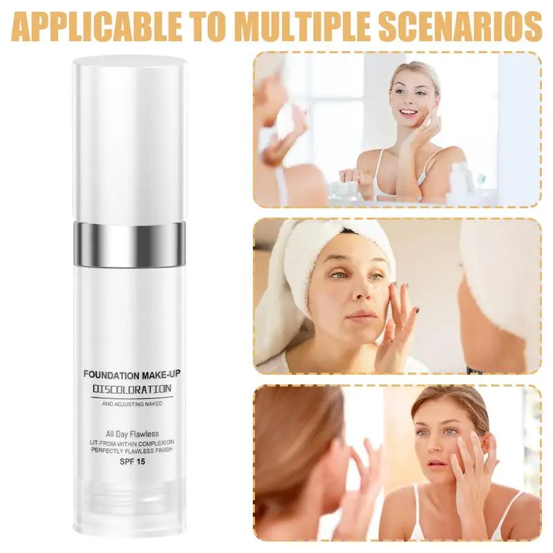 30ml Color Changing Foundation Full Coverage SPF15 Matte Concealer Makeup Base Hydrating