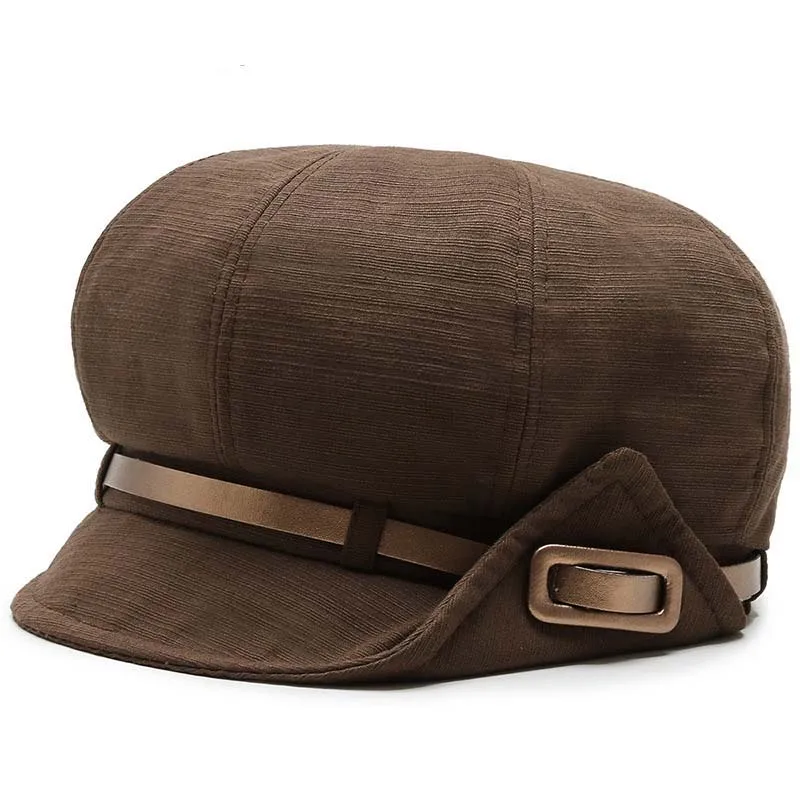 Retro Beret Hats For Women Horizontal Stripes Newsboy Cap High Quality Beret Belt Octagonal Hat Cap