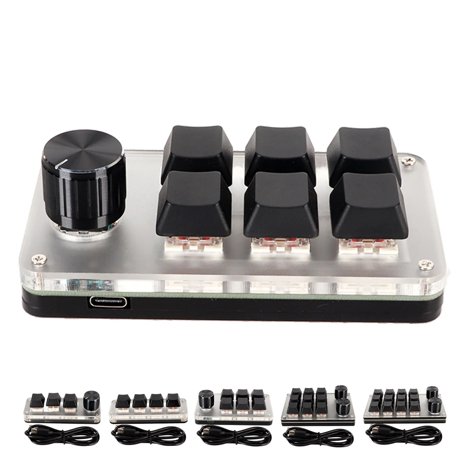 Ergonomic Red Switch Macro Keyboard with Customized Knobs - Plug & Play USB Mini Keypad