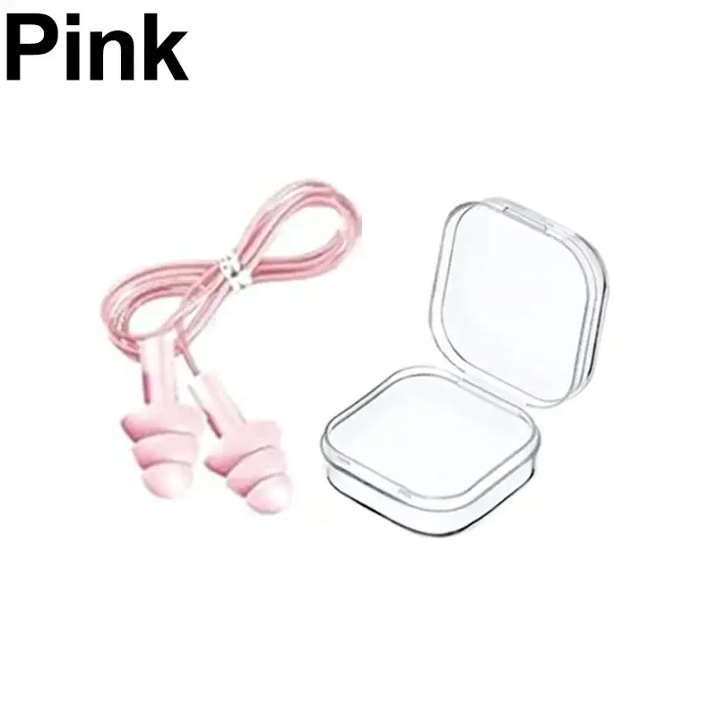 Silicone Corded Ear Plug Protector Anti Lost Reusable Hearing Protection Noise Reduction Safe Swimming Work Earplugs With Rope - Image 8