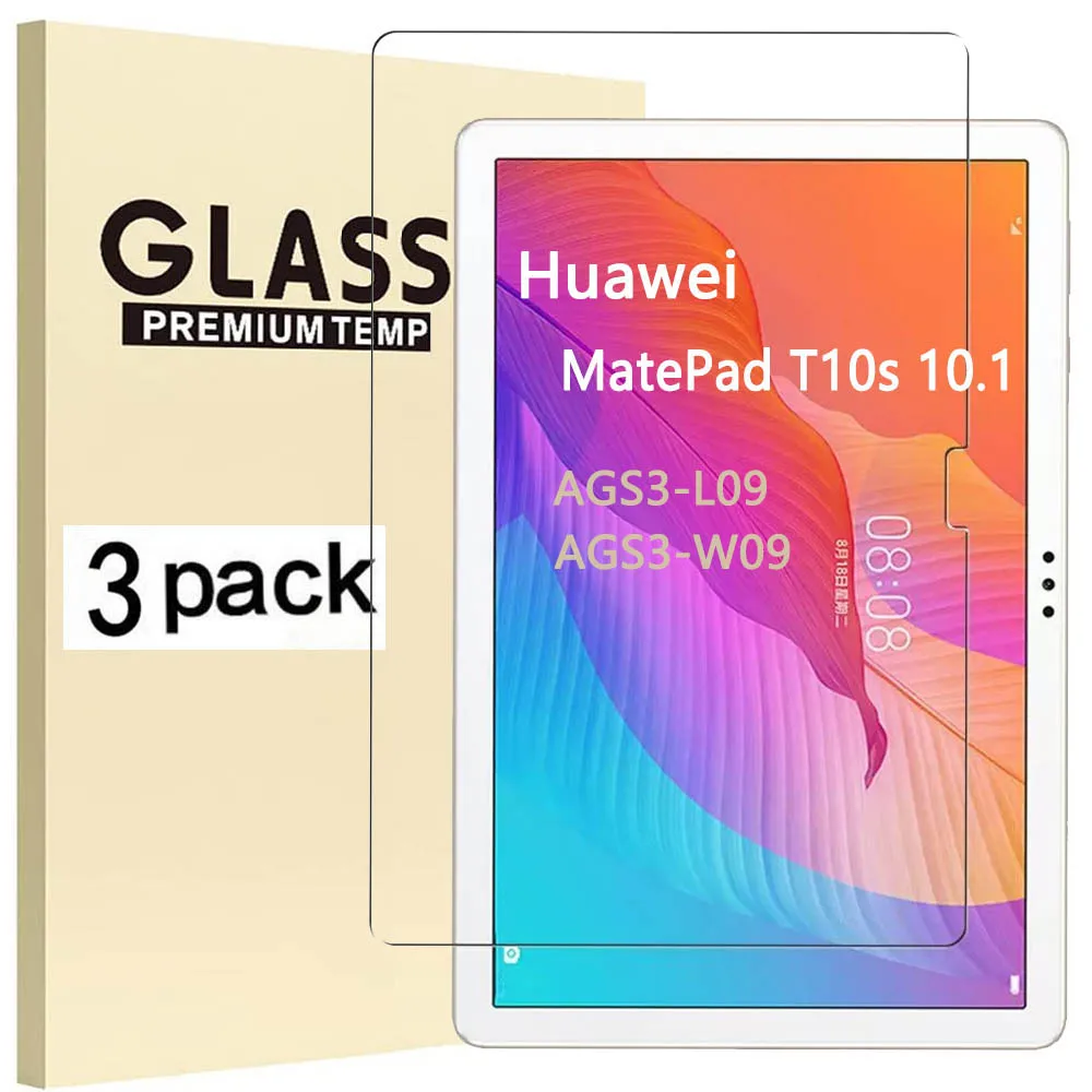 

(3 шт.) Закаленное стекло для Huawei MatePad T10s 10,1 дюйма, искусственная кожа, Защитная пленка для экрана планшета с защитой от царапин