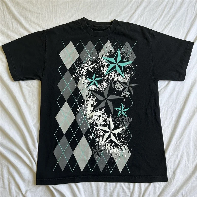 Xingqing Gothic Punk T Shirt 2000s Women Graphic Print Round
