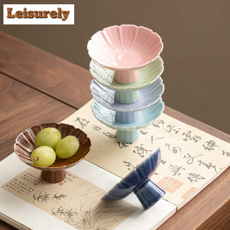 Jade Lotus Fruit Dishes Boutique Pastry Plate Dim Sum Plate Candy Bar Food Storage Tray Serving Tray For Tea Accessories Craft