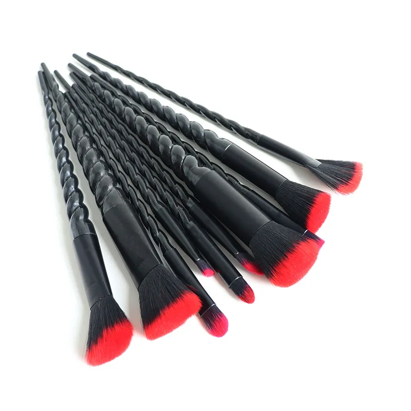 thumbnail image 1 of JIN Juego de 10 brochas de maquillaje en espiral de unicornio negro, brochas para base, polvos, sombras de ojos, herramientas de maquillaje de belleza cosmética, 1 of 4