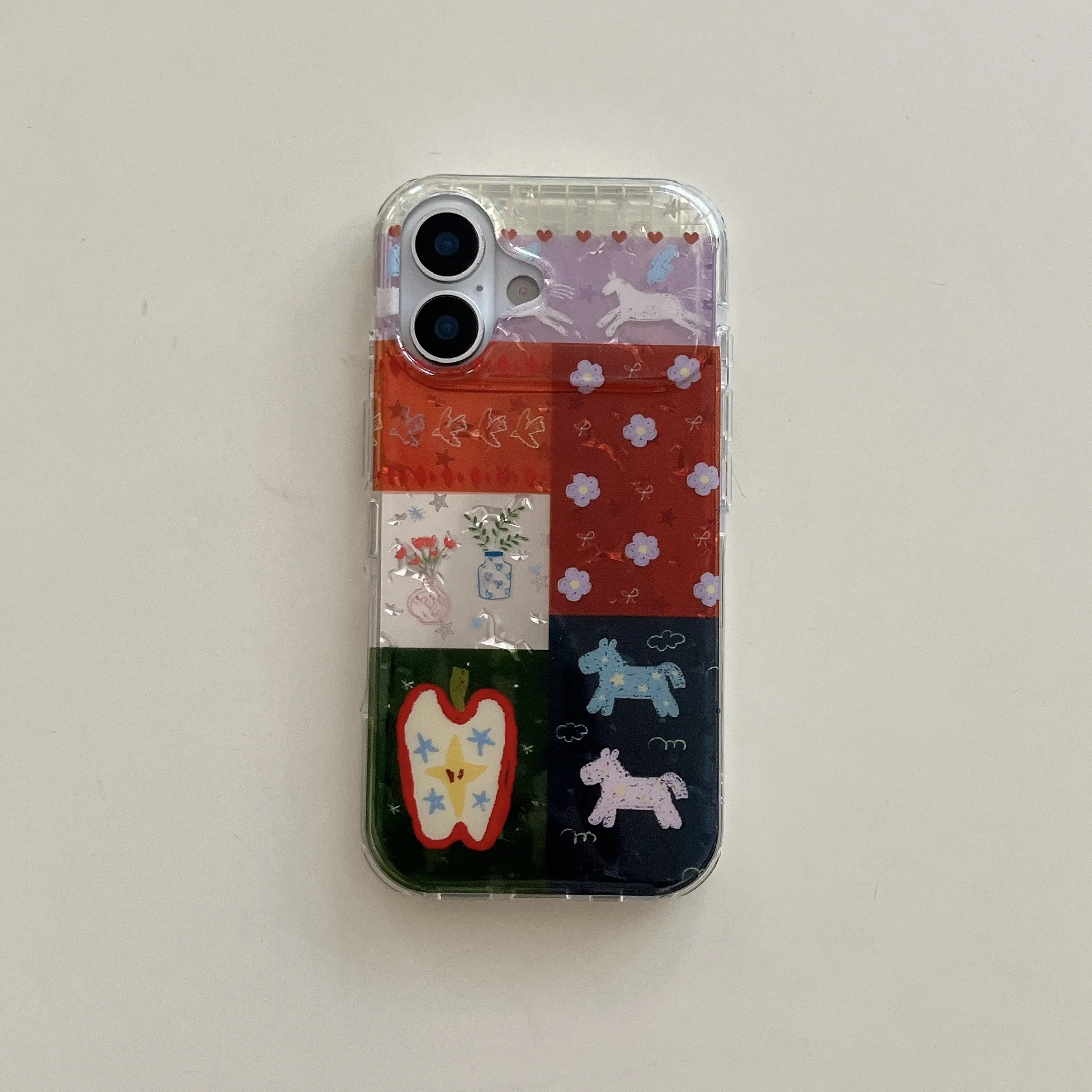 Vibrant Playful Patchwork Cartoon Motif Phone Case