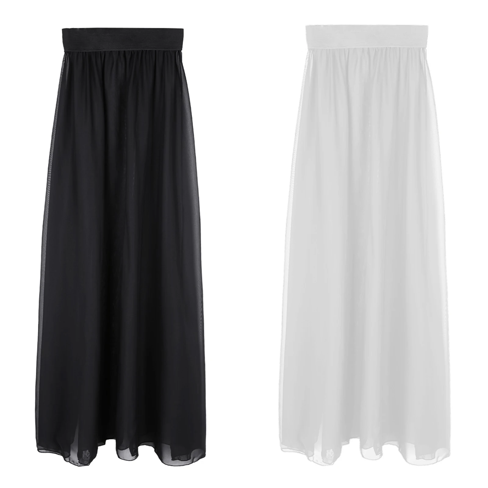 Sheer Chiffon Skirts Women 2024 Summer Fashion See Through Solid Color Flowy Split Long Maxi Skirt Beach Swimsuit Cover Up Skirt