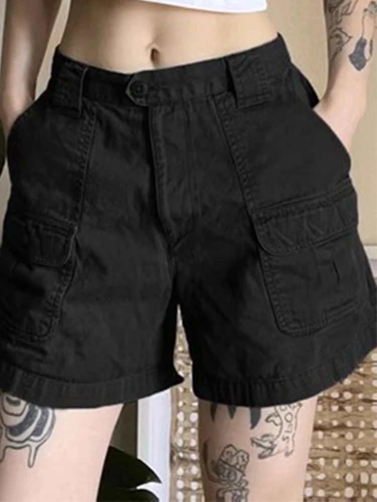 

Must-have for girls in summer Y2K Steam Age vintage pocket design cargo jean shorts women's all-in-one casual quarter pants ropa