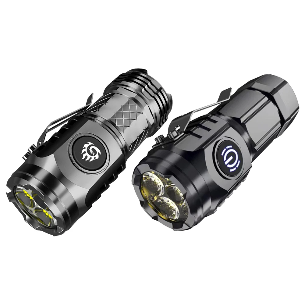밝은 LED 방수 고출력 손전등 토치, 20W 고루멘 미니 손전등, USB 충전식 18350 배터리