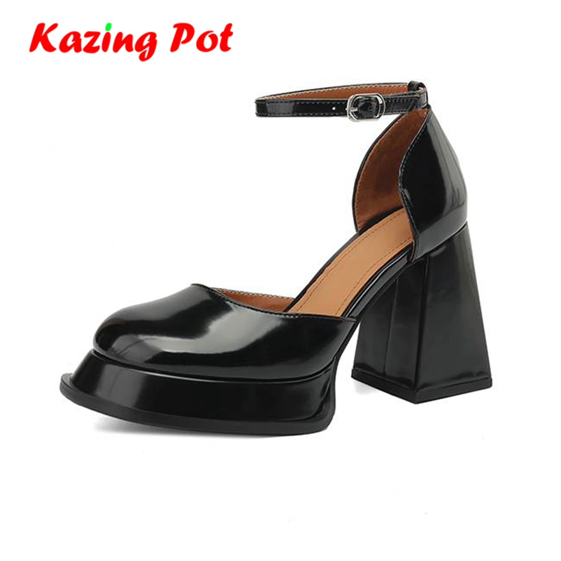 

Женские туфли из натуральной кожи на очень высоком каблуке, с круглым носком