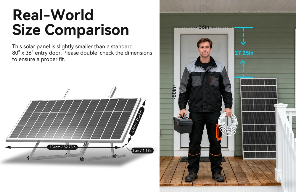 RVPOZWER 200W Solarpanel 12 Volt Monokristallines Solarpanel 18BB-Zellen Hocheffizienzmodul für Wohnmobile, Boote, Wohnwagen, netzunabhängig – Detail 7