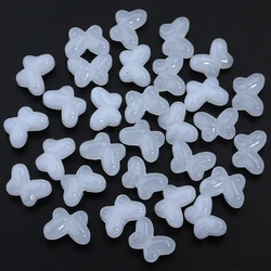 Colorful Glass Butterfly Lampwork Beads - 50pcs for Jewelry Making & DIY Accessories (White)