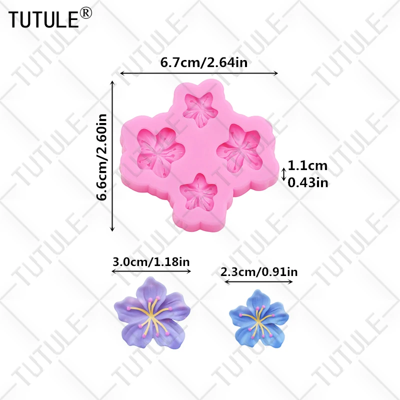 DIY Pfirsich blüte Harz Telefon Fall Ton Form 3d Pfirsich Harz Zubehör Silikon formen Blume Schokolade Fondant Kuchen form – Detail 2
