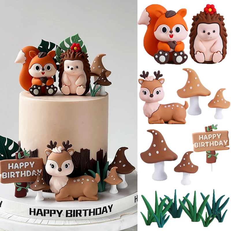 Woodland Cake Topper Forest Animals Squirrel Deer Cake Toppers