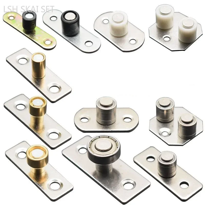 2pcs Sliding Door Rail System Wheels Shower Door Rollers Silent Guide Pulley Limiter Household Hardware Accessories