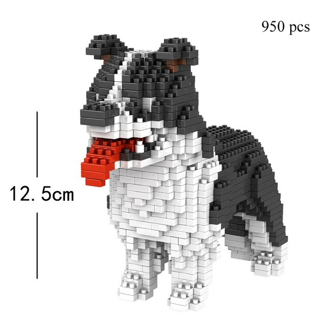 KNEW BUILT Dog Model Mini Building Block Toys Set for Kid Boy Girls Adult Beginner Teddy Hughes Corgi Collie Pet Style Bricks - Collie in bag