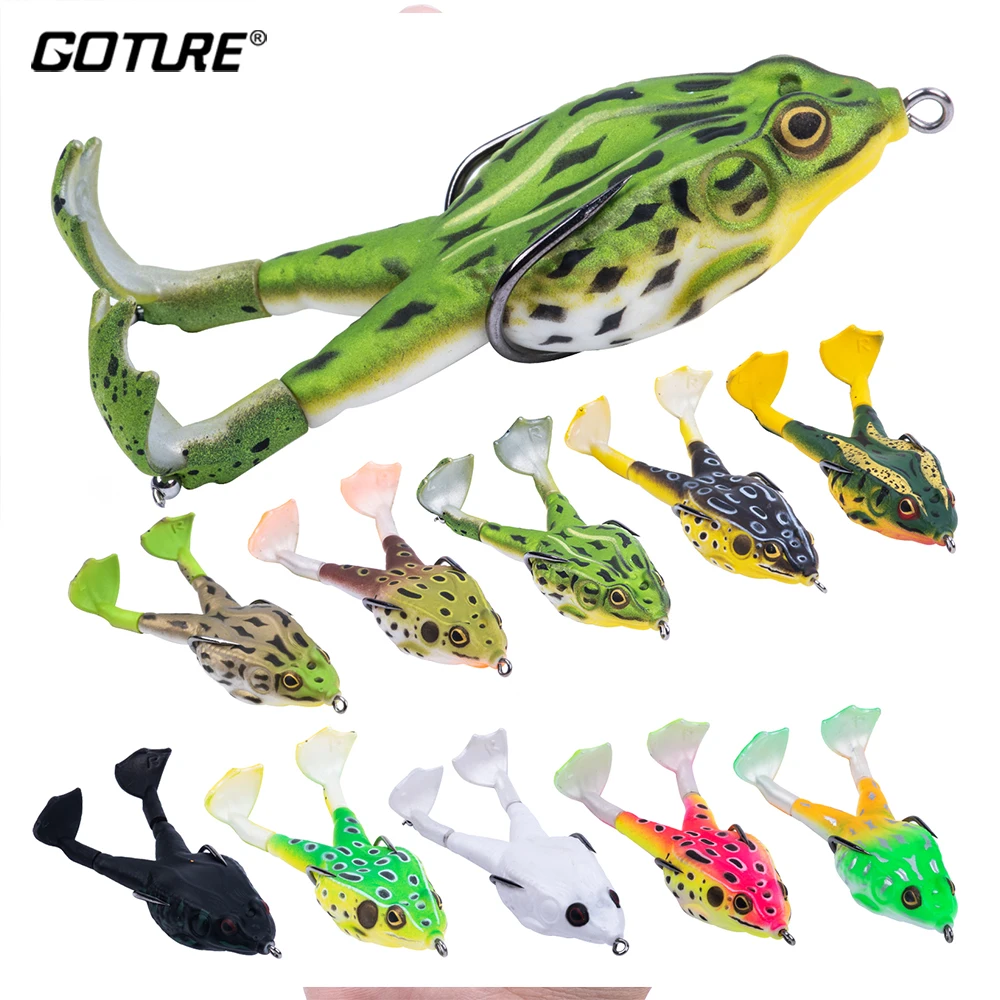 Goture Frog Type Topwater Lure Silicone Thunder Fishing Lure 8/9/10 Cm Double Propeller Soft