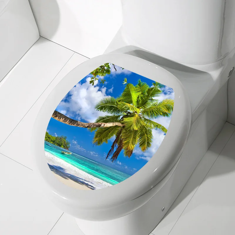 Toilet Seat Stickers DIY Undersea Animal Pattern Bathroom Decor 3D PVC Art Wallpaper Removable Bathroom Decals