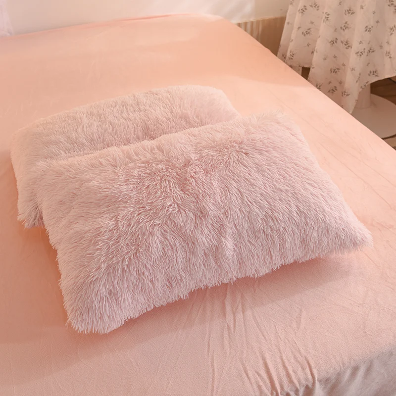 Pink Faux Fur Bed Linen Set of Four