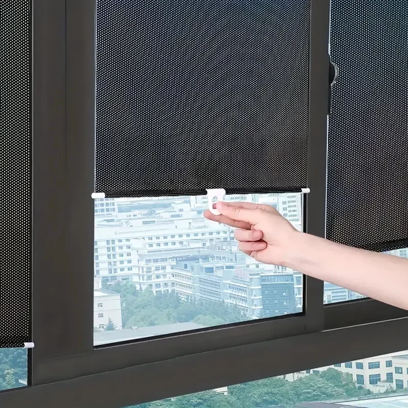 ถ้วยดูด Roller Blind เล็บฟรี Sunshade Blackout ผ้าม่านความร้อนฉนวนด้านข้างความเป็นส่วนตัวผ้าม่านสําหรับรถห้องนอนห้องครัวสํานักงาน 1