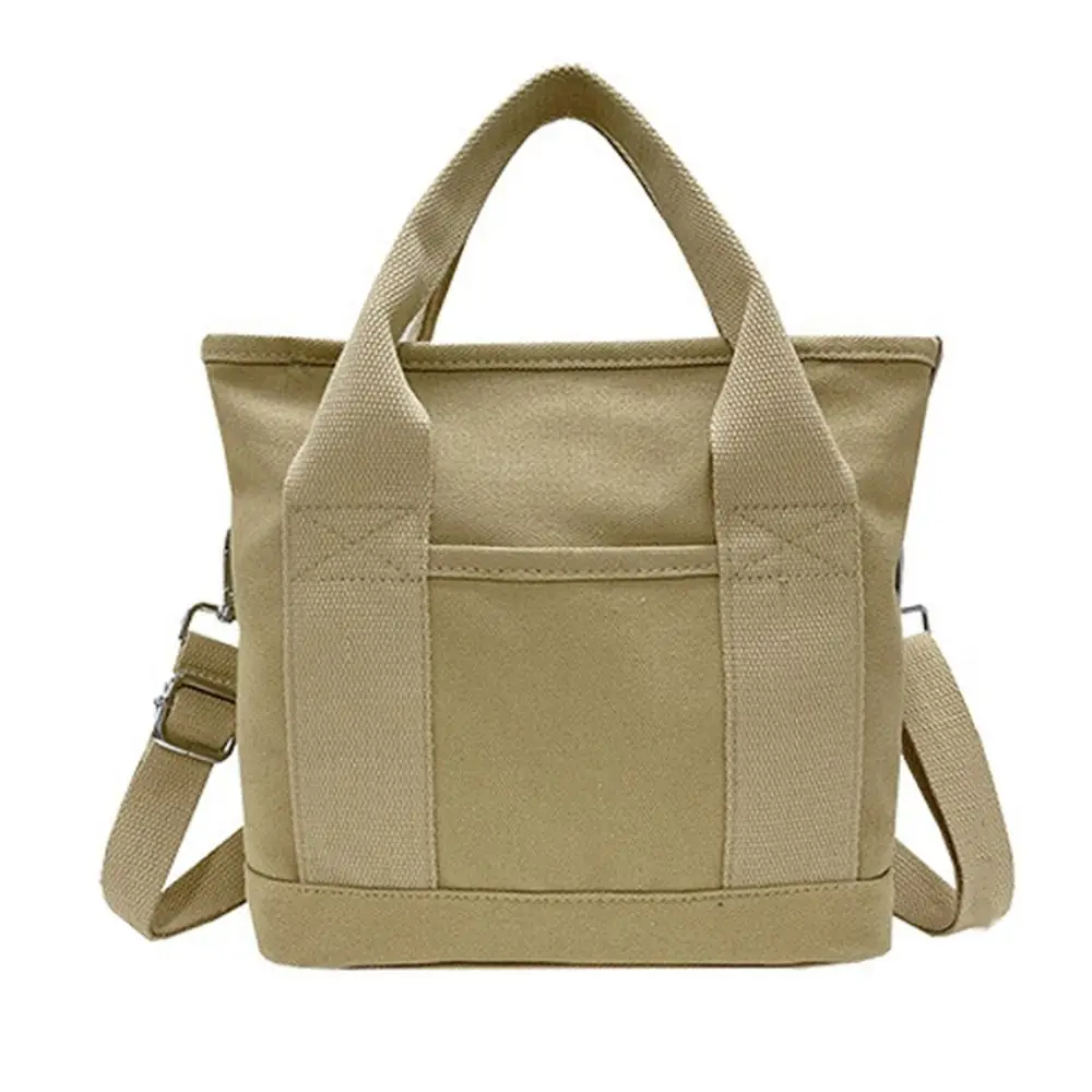 Multi-pocket Japanese Style Crossbody Bag Zipper Large Capacity Canvas Shoulder Bag Stroge Bag Handbag Pure Color Tote Bag