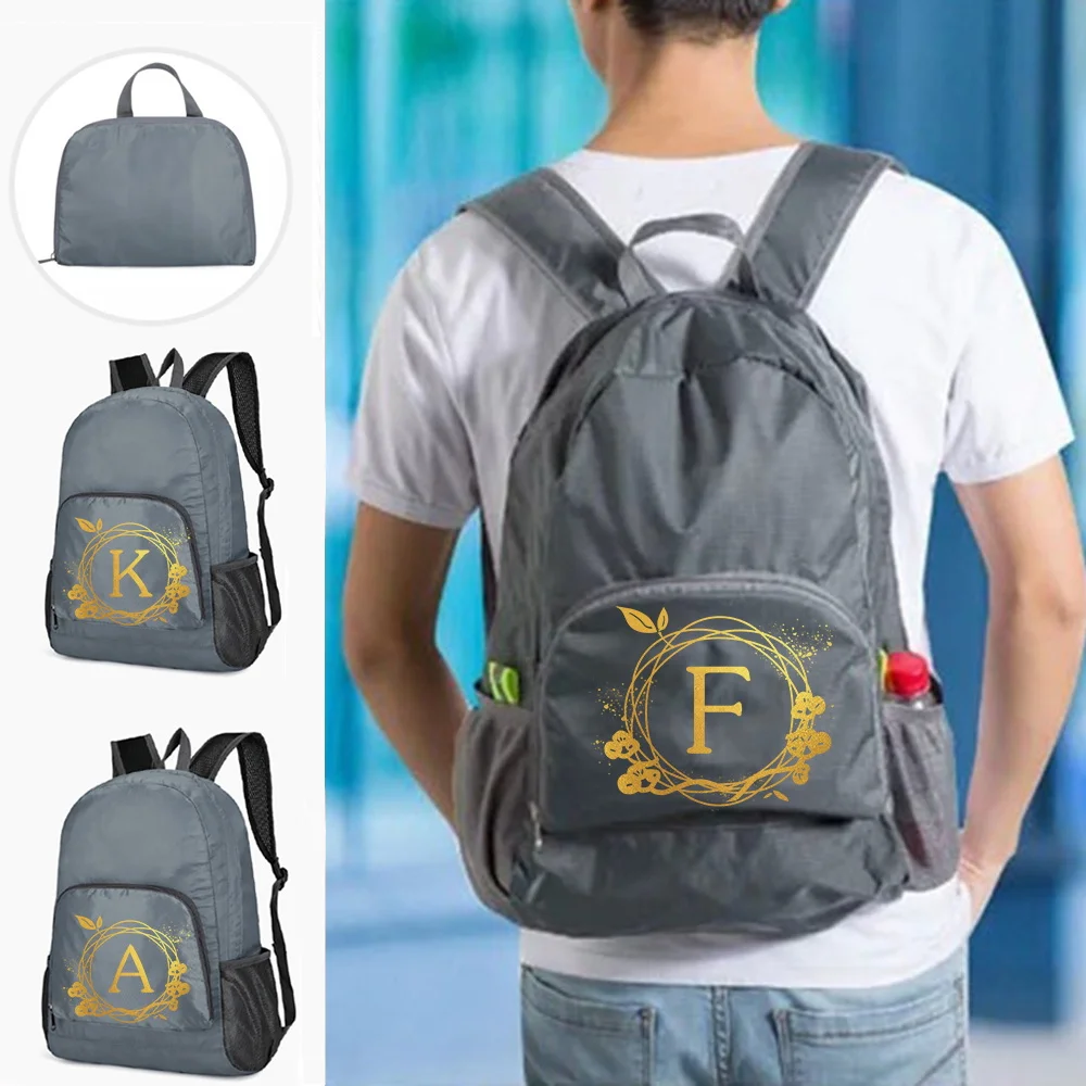 

Foldable Backpacks Men Climbing Travel Bags Wreath Letter Series Women High Capacity Ultralight Outdoor Portable Folding Bag