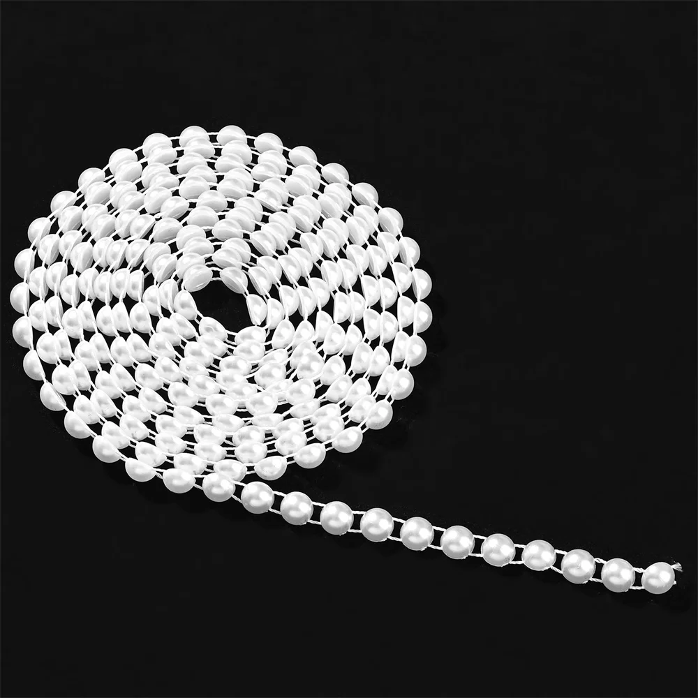 Acrylic Beads Chain 3/4/6/8mm Half Round Cabochon Pearl Beads Garland String White Ivory Color Acylic Beads Chain For Wedding Decoration DIY Jewelry
