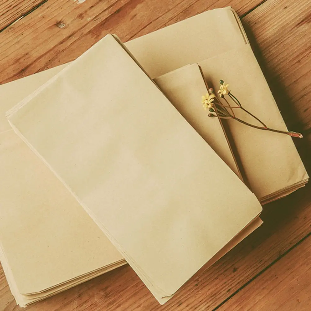 100Pcs Yellow Paper Envelope Envelopes Retro Envelopes Storage Postcard Classic Letter